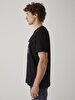 Logo Printed Round Collar Black T-shirt