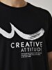 Logo Printed Round Collar Black T-shirt