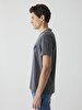 Crew Neck Logo Printed Anthracite T-shirt