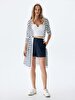 Striped Print With Pockets White Cardigan