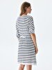 Striped Print With Pockets White Cardigan