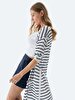 Striped Print With Pockets White Cardigan