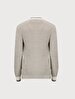 Contrast Striped V-neck Beige Pullover