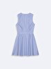 Striped Print Pompom Spaghetti Strap Blue Dress