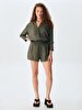 Linen Look With Pockets Green Shorts