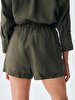 Linen Look With Pockets Green Shorts