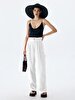 Linen Look Cargo White Trousers