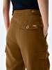 Linen Look Cargo Brown Trousers