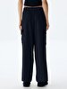 Waist Elastic Cargo Navy Trousers