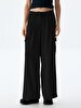 Waist Elastic Cargo Black Trousers