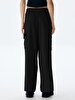 Waist Elastic Cargo Black Trousers