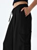 Waist Elastic Cargo Black Trousers