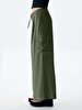 Waist Elastic Cargo Green Trousers