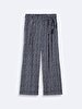 Striped Print Arched Navy Trousers