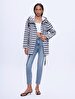 Striped Print With Hood Technical Navy Jacket