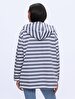 Striped Print With Hood Technical Navy Jacket
