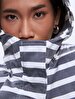 Striped Print With Hood Technical Navy Jacket