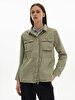 Shiny Stone Waist Shirred Connected Green Jacket
