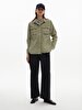 Shiny Stone Waist Shirred Connected Green Jacket