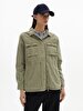 Shiny Stone Waist Shirred Connected Green Jacket