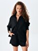 Linen Look Comfortable Cut Grey Shirt