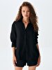 Linen Look Comfortable Cut Grey Shirt