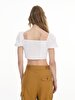 Short Sleeve Strapless Basic Crop White Blouse
