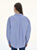Striped Print Pompom Blue Shirt