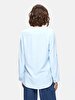 Long Sleeve V-neck Front With Pockets Blue Shirt