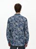 Flower Print Pattern Blue Shirt