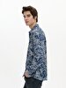 Flower Print Pattern Blue Shirt