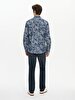 Flower Print Pattern Blue Shirt