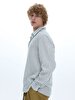 Striped Print Long Sleeve Linen Look Regular Green Shirt