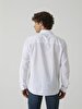 Linen Look Classic Collar White Shirt