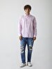 Linen Look Classic Collar Pink Shirt