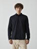 Linen Look Classic Collar Black Shirt