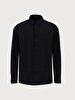 Classic Collar Textured Black Shirt