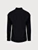 Classic Collar Textured Black Shirt