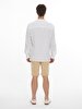 Mao Collar Linen Look White Shirt