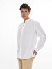 Mao Collar Linen Look White Shirt