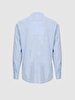 Mao Collar Linen Look Blue Shirt