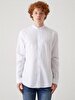 Linen Look Mao Collar White Shirt