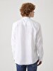 Linen Look Mao Collar White Shirt