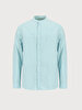 Linen Look Mao Collar Blue Shirt