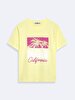 Cali̇forni̇a Written Palmtree With Print Yellow T-shirt