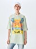 Oversized Palmtree Beach With Print Green T-shirt
