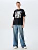Oversized Palmtree Photo Print With Print Black T-shirt