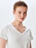 V-neck Basic Short Arm Regular White T-shirt
