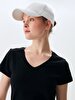 V-neck Basic Short Arm Regular Black T-shirt