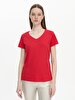 V-neck Basic Short Arm Regular Red T-shirt